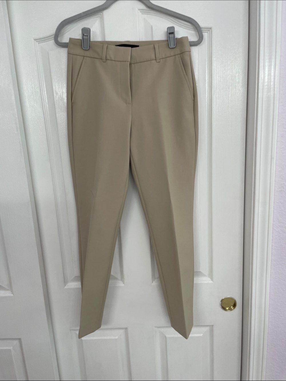 White House Black Market Tailored Slim Ankle Pants in Light Taupe